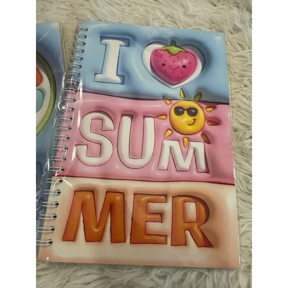 Summer themed spiral notebooks set with 'I ❤️ SUMMER' and a colorful lime